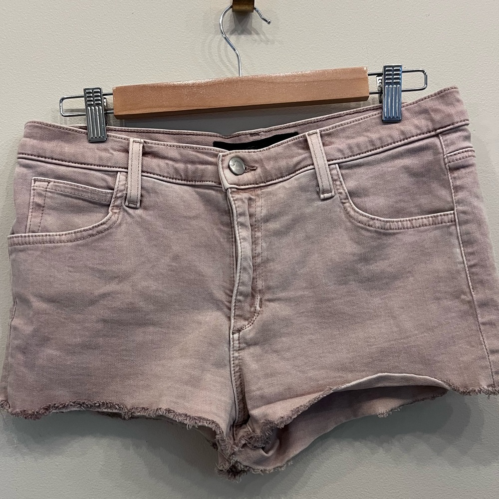 Joe’s Jeans High-Rise Distressed Hem Dusty Rose Denim Short Short